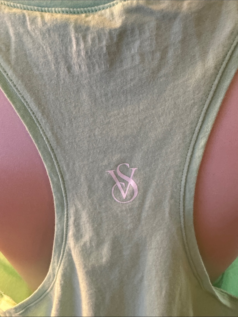 🐷🆕 Victoria's Secret Mint Green 100% Cotton Racerback Maxi Sleep Dress - Picture 8 of 10